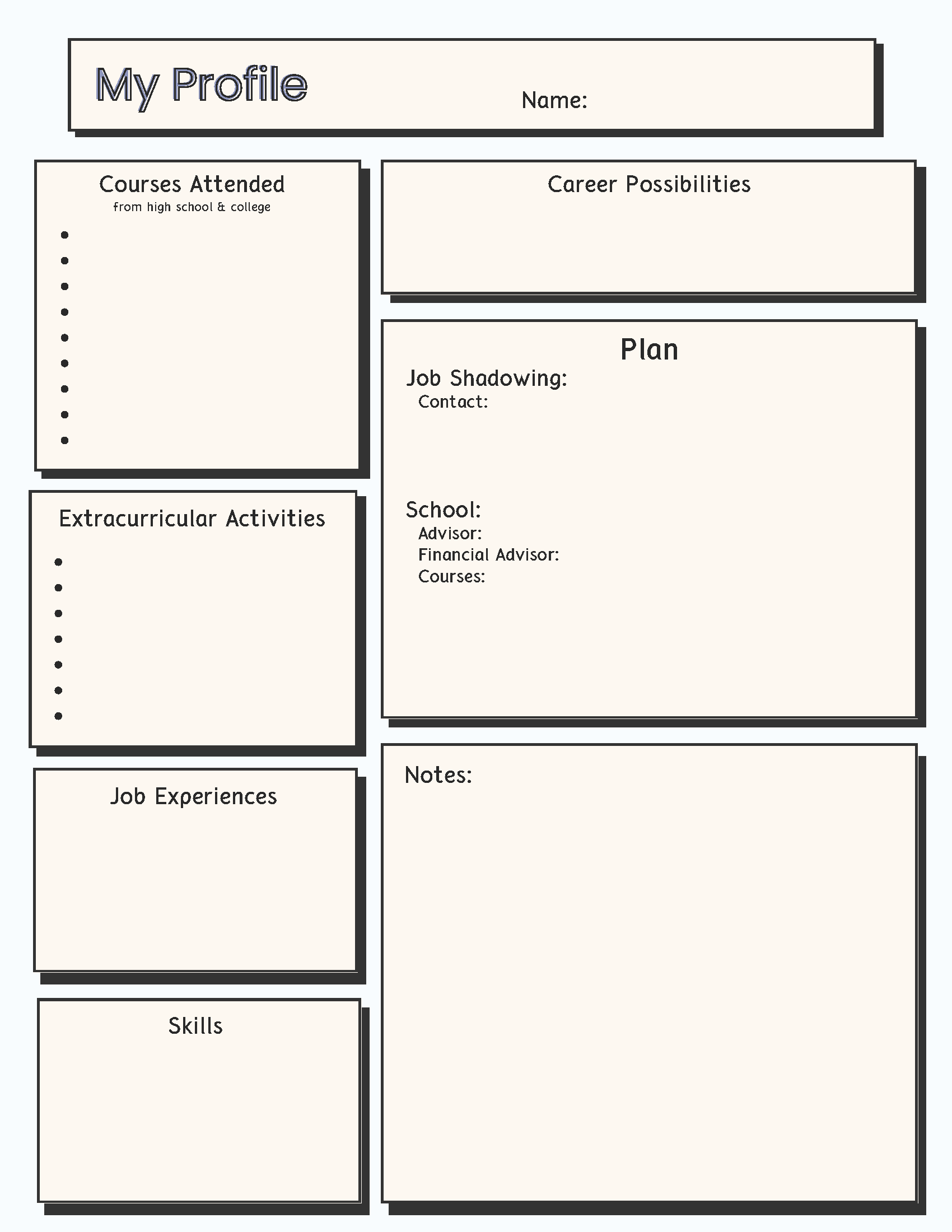 CHAT Program My Profile Worksheet